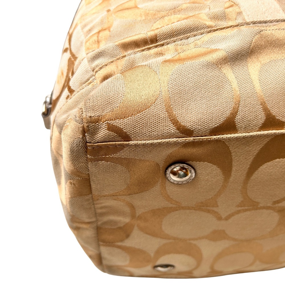 Coach Duffle Bag Large Gold Khaki Signature Jacquard Weekender Travel Bag - Picture 4 of 16
